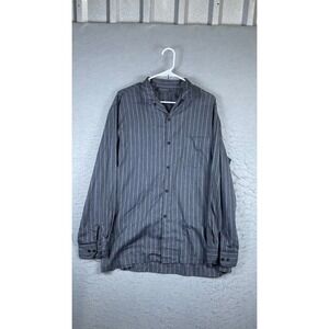 Triumph Button Down Shirt Mens Large Grey Excellent Pinstripe Long Sleeve L